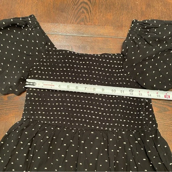 NWT OTT Black Midi Dress with Tan Dash Pattern | Large - Picture 5 of 13